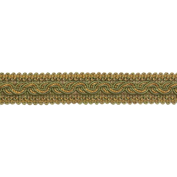 1 1/4" (3cm) Baroque Collection Wide Gimp Braid Trim # 0125BG, Beige Green Gold #1755 (Yellow Gold, Light Beige, Olive Green) Sold By The Yard (36"/3 ft/0.9m)
