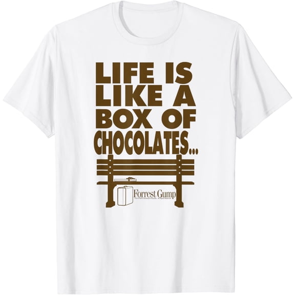 Forrest Gump Box of chocolates T-Shirt mens t shirt，white，women，funny，misfits，men，journey