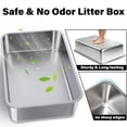 thumbnail image 4 of Stainless Steel Litter Box Medium-Metal Cat Litter Box Low Entry,4 inch Sided for Old Cats Kitty Kitten Odor-Proof Non-Stick Easy Clean Cat Litters Box (2 Pack), 4 of 7