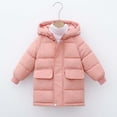 thumbnail image 2 of MEZZALL Girls Long Down Coat Winter Warm Insulated Mid-Length Jacket With Hood Toddler Kids Long Sleeve Outerwear Solid Color Coats Cozy Child Streetwear, 2 of 3