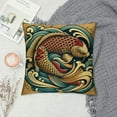 thumbnail image 2 of Orinice  Japanese Throw Pillow Cushion Cover, Grunge Style Oriental Water Koi Carp Fish Aquatic Theme Distressed Pattern, Decorative Rectangle Accent Pillow Case,  White, 2 of 5