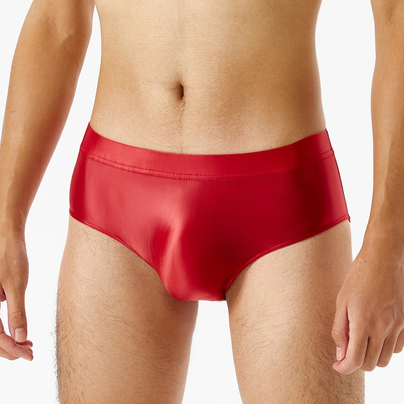 iiniim Men Shiny Silky Low Rise Briefs Underwear Elastic Waistband