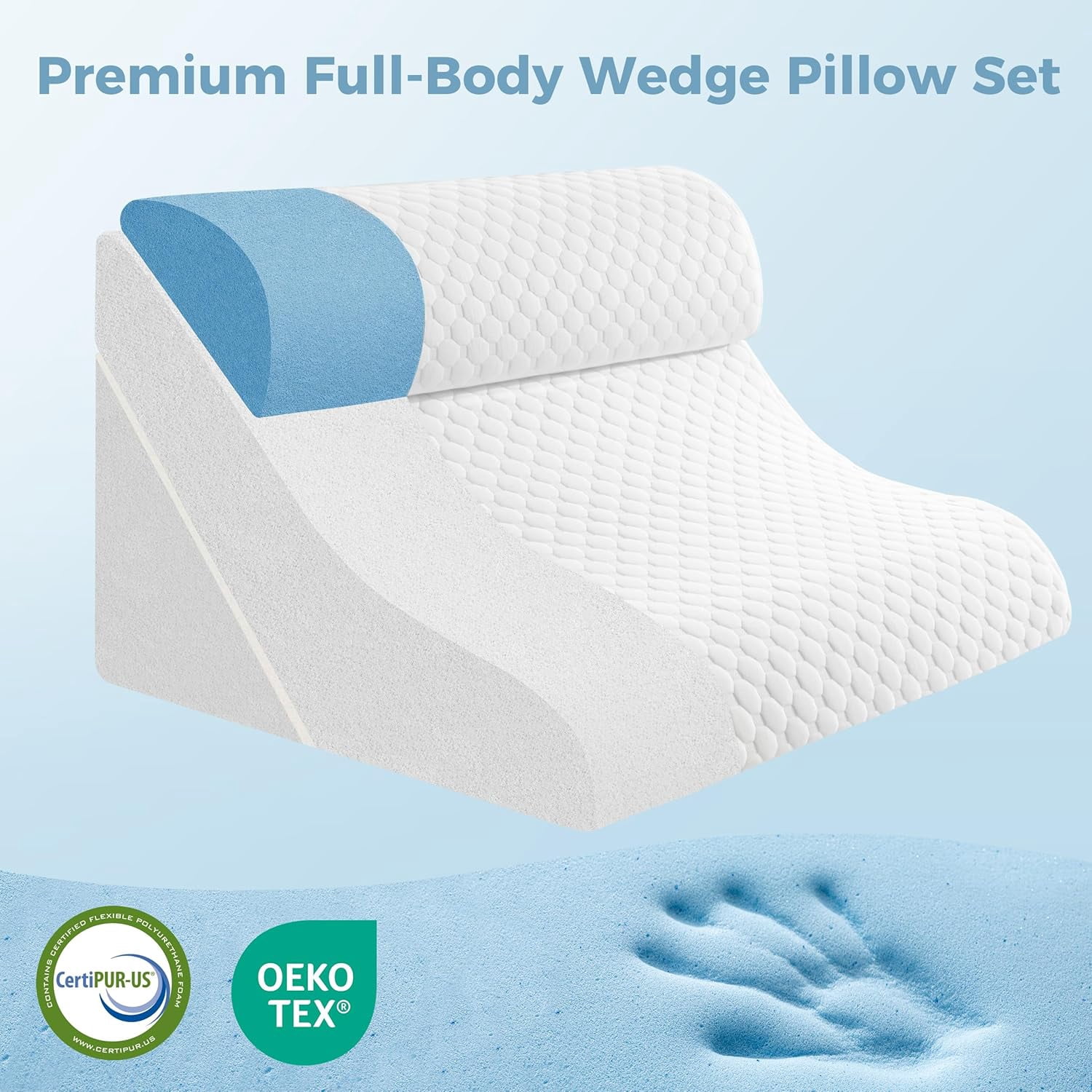 Ganondorf 3-IN-1 Wedge Pillow Orthopedic Bed Wedge Pillows Set Adjustable Memory Foam Pillow for Acid Reflux Relief Ergonomic Incline Reading Pillow for Back Pain GERD