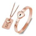 thumbnail image 1 of Cerradura Pulsera y llave Collar Brazalete Colgante Acero de titanio Juego de joyas para amantes Irfora Pulsera, 1 of 7