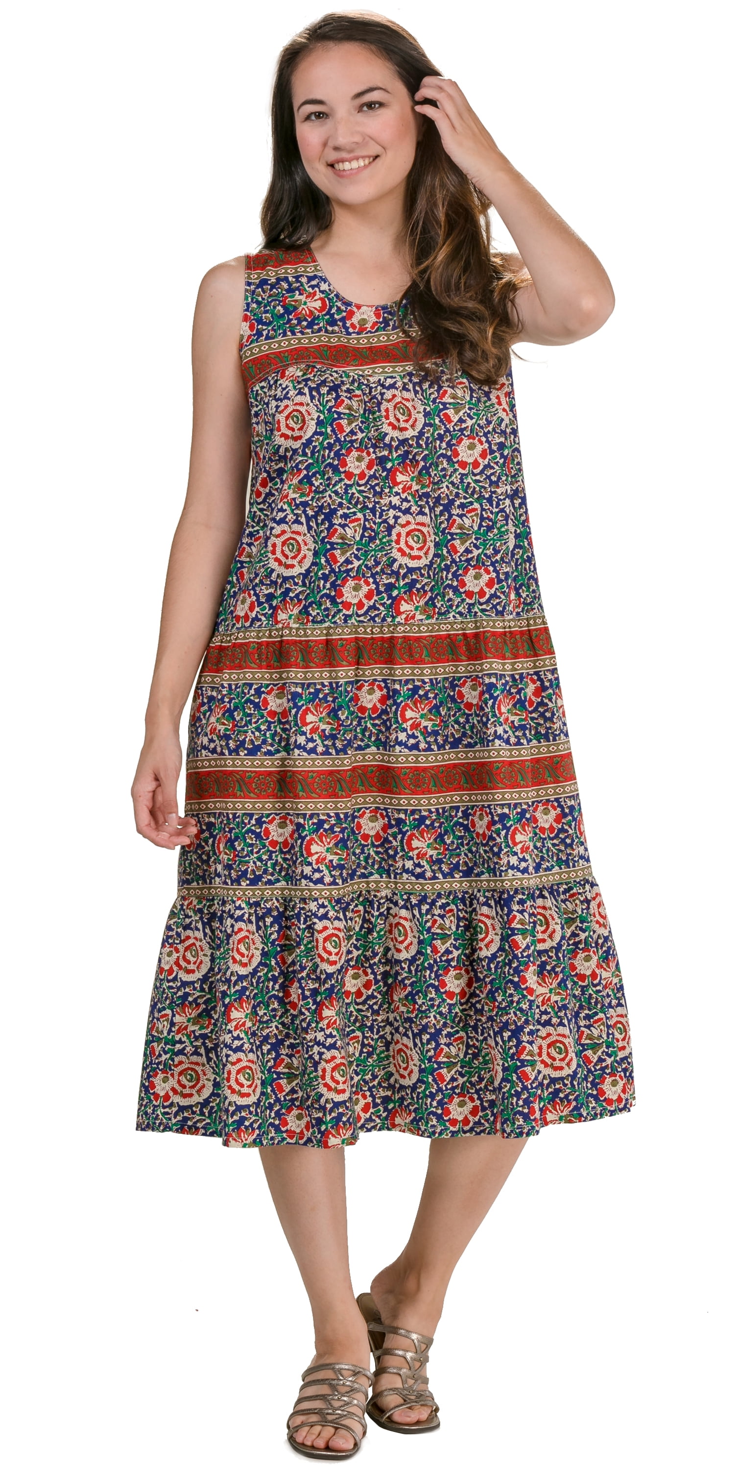 La Cera Cotton Sleeveless Floral Muumuu Dresses - Walmart.com