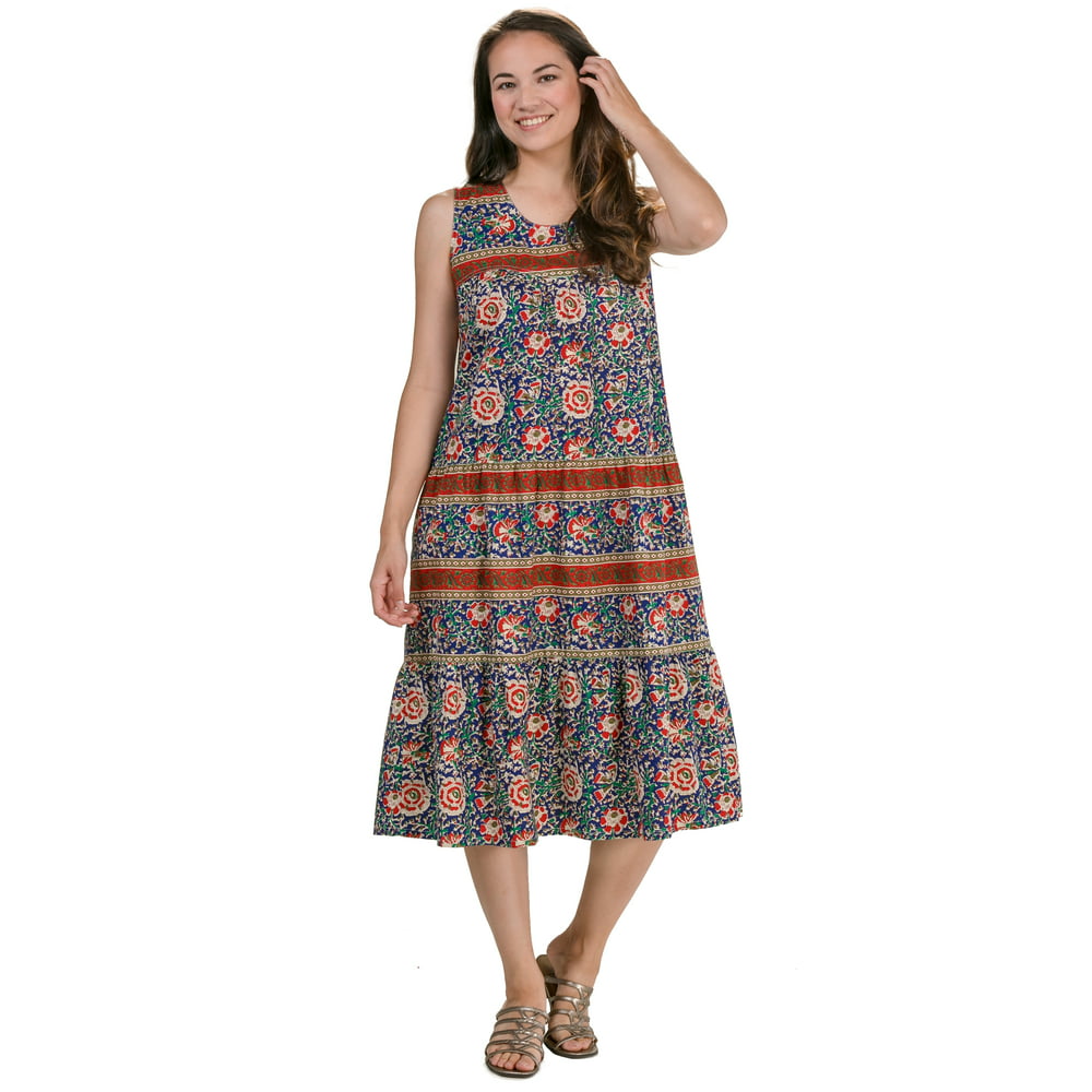 La Cera - La Cera Cotton Sleeveless Floral Muumuu Dresses - Walmart.com ...