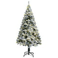 thumbnail image 2 of vidaXL Artificial Pre-lit Christmas Tree with Flocked Snow Xmas Tree Green, 2 of 24