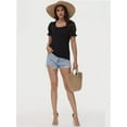 thumbnail image 6 of Tops for Women Summer Casual Ruffle Trim Sleeve Square Neck T Shirts, 6 of 6