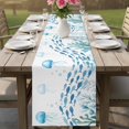thumbnail image 4 of Blue Coastal Jellyfish Table Runner 72 Inches, Fish Coral Ocean Life Underwater Bed Runner Dresser Scarves Tabletop for Indoor Outdoor Parties/Ceremony/Banquet, 13" x 72", 4 of 9