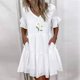 thumbnail image 1 of Puntoco Vestido De Manga Corta Con Cuello En V, Vestido De Verano Informal Estampado De Manga Corta Con Cuello En V Y Bolsillo Para Mujer, Color Blanco L, 1 of 6