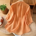 thumbnail image 3 of LEKWK Linen Tops for Women V Neck Button Down Summer Tops Short Sleeve Lightweight Floral Embroidered Loose Shirts Fashion Beach Vacation Daily Outfits, 3 of 8