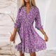 thumbnail image 1 of New Floral Printed Mini Dress Women Elegant V Neck Ruffle Sleeves Dresses 2022 A Line Long Sleeve Vintage Casual Dress VestidosM Gao Jinjia LED, 1 of 2