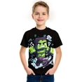 thumbnail image 1 of Boys' 3D Pixel Character Graphic T-Shirt - Casual Black Short Sleeve Tee for Spring/Summer, Outdoor Sports Wear, Machine Washable, 1 of 5