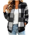 thumbnail image 3 of Tqcoqu Jackets for Women 2026 Lightweight Bomber Jacket Plaid Flannel Coat, Zip Up Long Sleeve Short Warm Coat with Pockets,Women's,Size S-XXL, 3 of 8