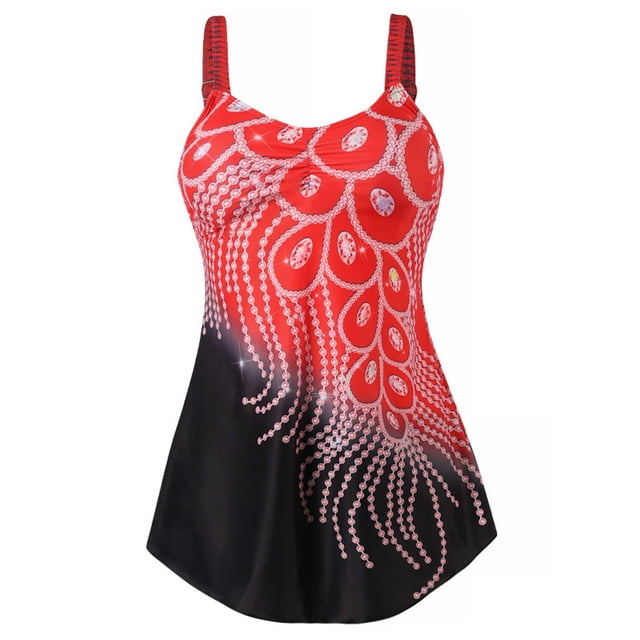 HAWEE Women Plus Size Bathing Suits Two Piece Tummy Control Swimsuit Tankini Swimwear Tank Top with Shorts(S-5XL)