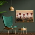 thumbnail image 2 of East Wall Art with Frame, Hot Air Balloon over Plain of Bagan Misty Morning Myanmar Famous Heritage, Printed Fabric Poster for Bathroom Living Room, 35" x 23", Peach Orange Cinnamon, by Ambesonne, 2 of 2
