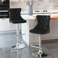 thumbnail image 3 of PORKISS Swivel Velvet Bar Stools, Chrome Base Barstools Set of 2 with Tufted Backs, Modern Upholstered Adjustable Seat for Home Pub and Kitchen Island, Black, 3 of 11