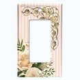 thumbnail image 5 of Metal Light Switch Plate Outlet Cover Elegant White Rose Peach Striped Damask FLW074, 5 of 13