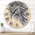 thumbnail image 2 of Designart 'Abstract Blue Palm Leaves Tropical Branches' Traditional Wood Wall Clock, 2 of 5