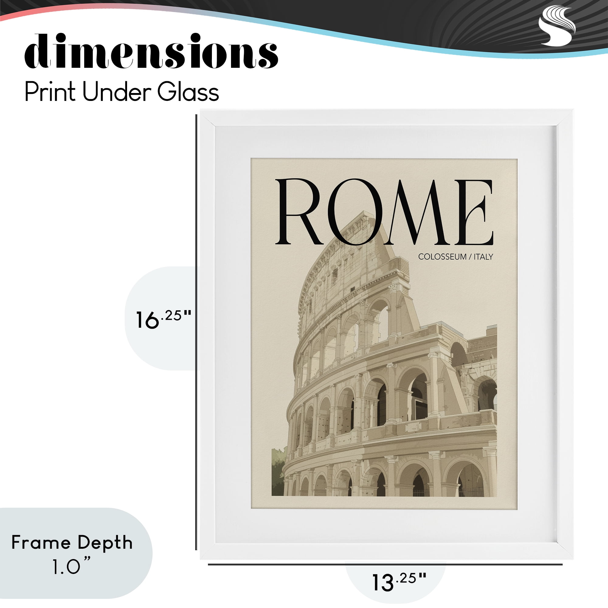 Stupell Industries Vintage Rome Colosseum White Framed Print Under Glass, design by Andreas Magnusson