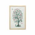 thumbnail image 1 of Christmas Wall Art with Frame, Large Tree with New Year Ornaments Presents and Candles Angels Holiday Theme, Printed Fabric Poster for Bathroom Living Room, 23" x 35", Green Vermilion, by Ambesonne, 1 of 2