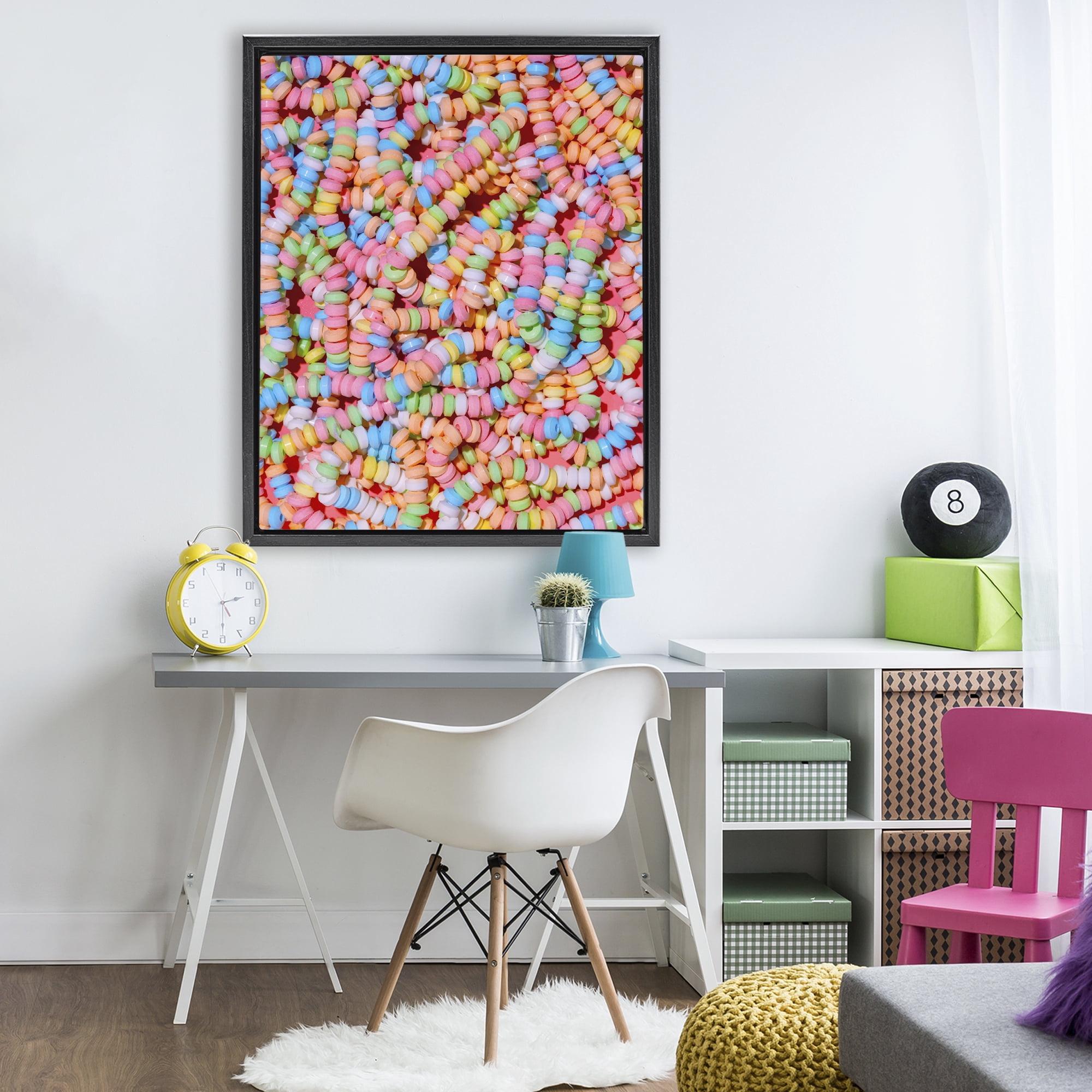 Stupell Industries Pastel Candy Necklace Black Framed Floater Canvas Wall Art, design by LISH Creative