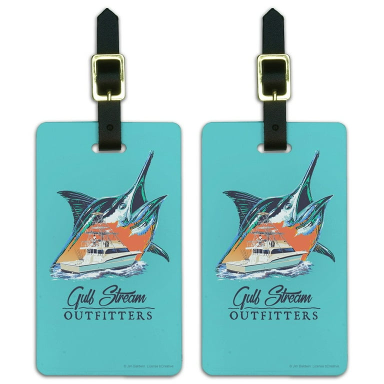 Gulf Stream Marlin Ocean Game Fishing Charter Boat Luggage ID Tags Suitcase  Carry-On Cards - Set of 2 