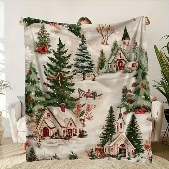 Soft and Warm Festive Christmas Trees Print Blanket Perfect Holiday Gift for Friends and Family Ideal for Naps Camping Travel and Home Decor