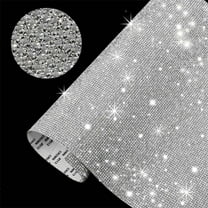 Fnochy Bling Bling Rhinestone Sheet Rhinestones Sticker DIY Car Decoration Sticker Self Adhesive Glitter Rhinestones Crystal Gem Stickers for Car Decoration, 7.9 x 4.7 Inch (Silver White)