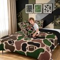thumbnail image 4 of Manfei Vintage Rugby Print King Size Comforter Sets, Mid Century Camo Comforters King Size, Desert Tan, Black Reversible, 3 Pieces, 1 Comforter and 2 Pillowcases, 4 of 7