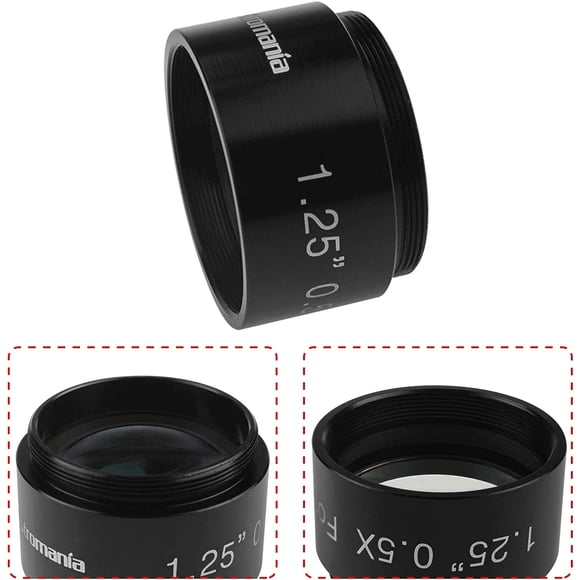 Astromania 0.5X Reducer for Photography and Observing - 1.25" Filter Thread (28.5x0.75MM) on Both Sides - Reduces