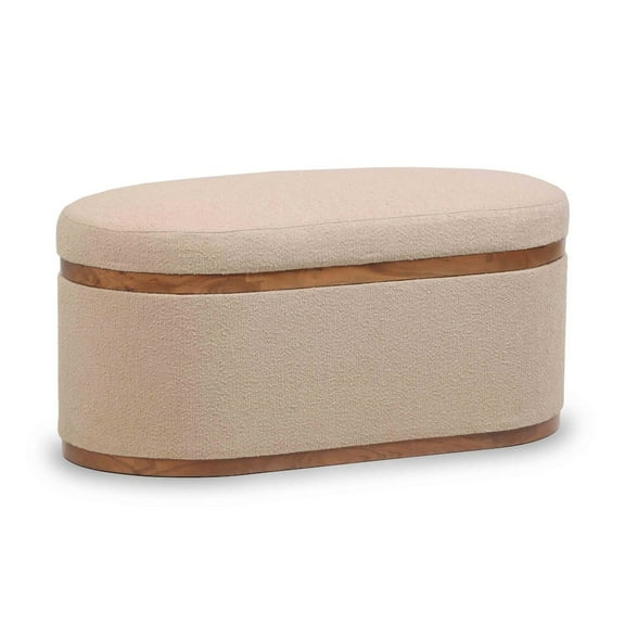 TOV Furniture Olivier Ivory Boucle Oval Storage Ottoman