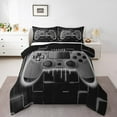 thumbnail image 1 of Grey Gaming King Size Comforter Set - Gamer Comforter Boys Bedding Sets, Neon Lights Abstract Geometry Design Gamer Room Decor for Boys, 1 of 5