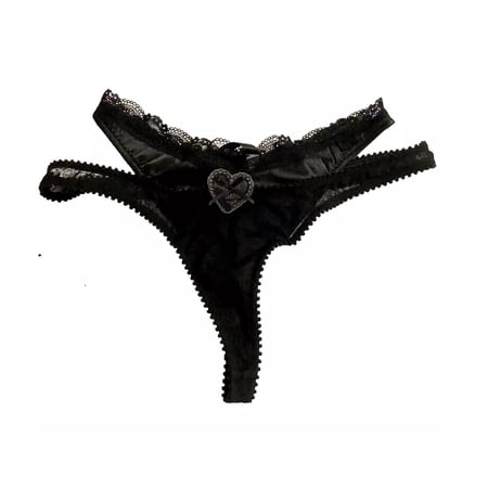VS For Love & Lemons strappy Heart Thong Panty Black, Small NWT