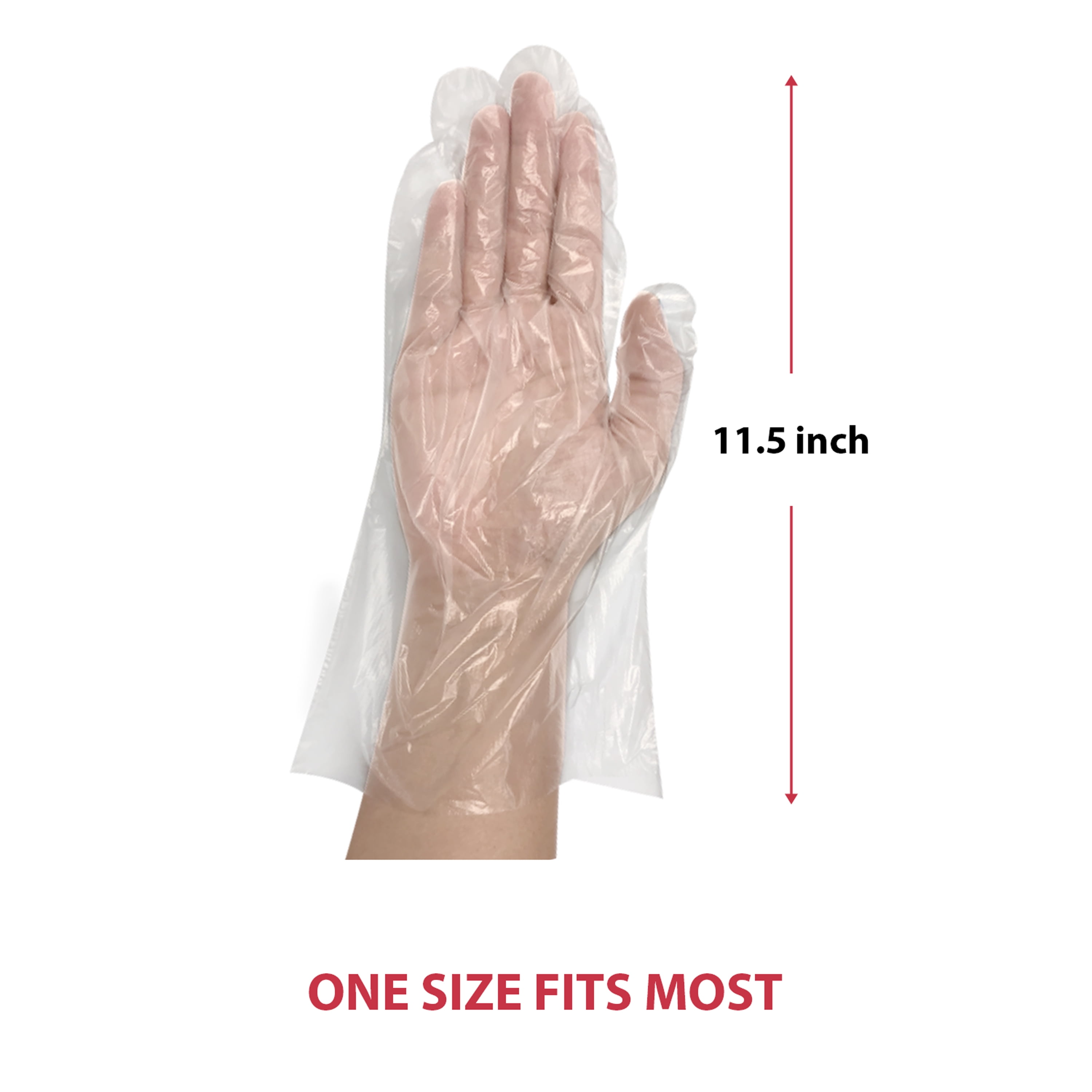 Safe Handler Disposable Food Prep Gloves, 525/Box (2100 Pcs), 11.5" Long Cuff Clear Poly Gloves for Food Handling & Service - One Size Fits Most