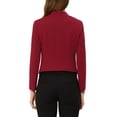 thumbnail image 4 of Women's Work Office Blazer Collarless Business Casual Suit Jacket Cropped Blazer XS Deep Red, 4 of 8