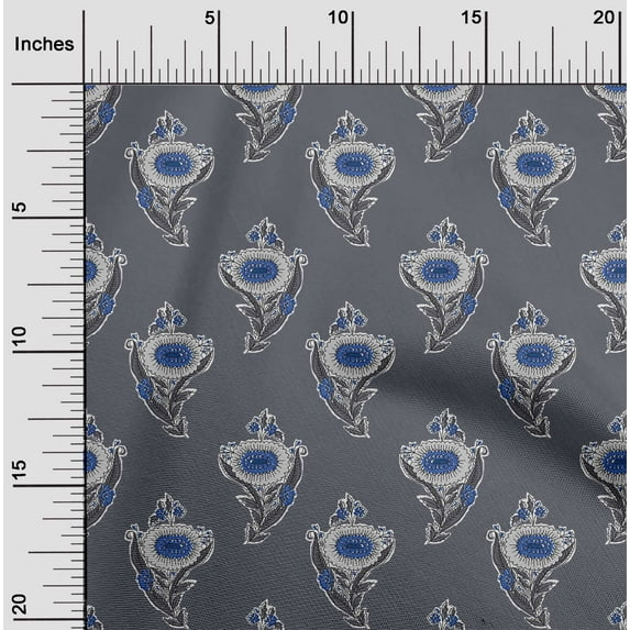 oneOone Polyester Lycra Fabric Leaves & Floral Block Print Fabric By The Yard 56 Inch Wide