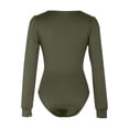 thumbnail image 4 of LOVZFMLL Mode Femme Décontractée - Combinaison Courte en Dentelle à Manches Longues et Col Rond Couleur Unie Vert Armée m, 4 of 6