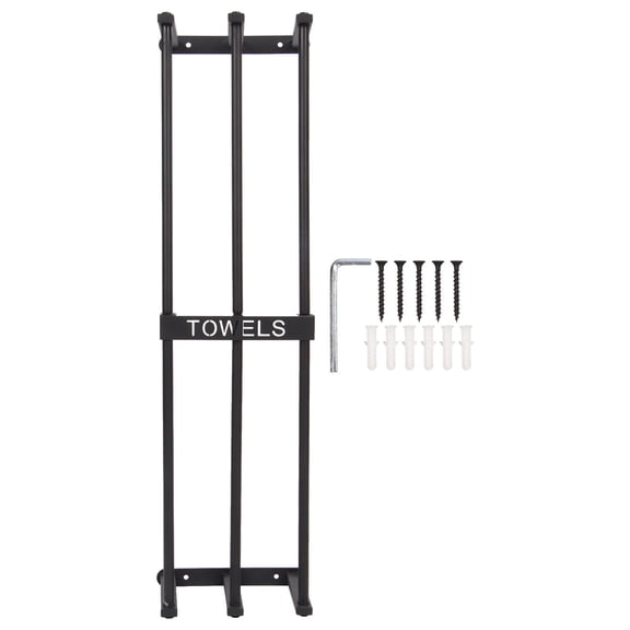 BIMZUC 3‑Bar Wall‑Mounted Towel Rack – Aluminum Alloy, 6‑Towel Capacity, Rolled Towel Holder, Black, Ideal for Small Bathrooms