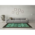 thumbnail image 3 of Ahgly Company Indoor Rectangle Oriental Turquoise Blue Modern Area Rugs, 7' x 9', 3 of 4