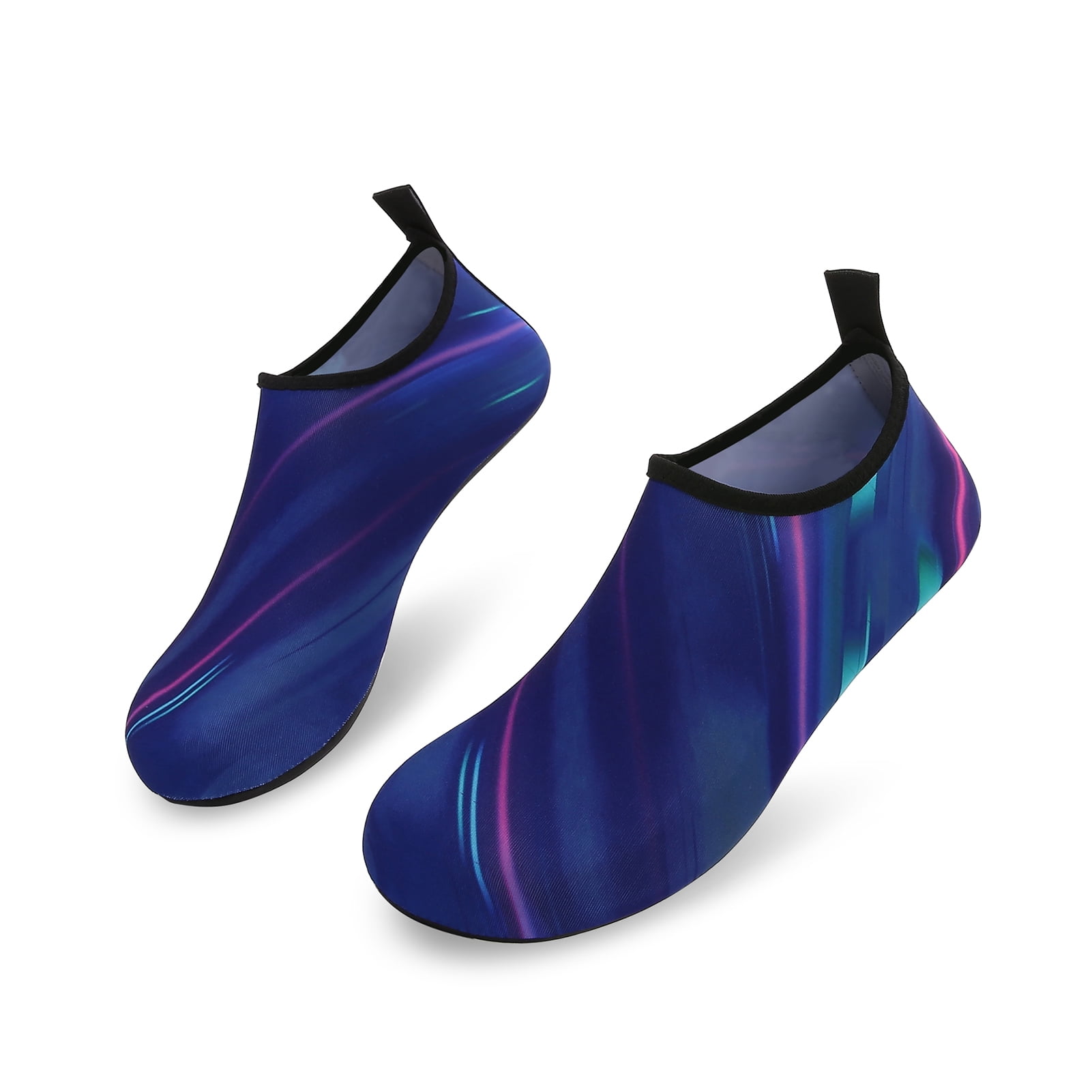 Men and Women a Slip On Barefoot Quick-Dry Beach Aqua Yoga Water Shoes (Laser Glare/Navy, 11-12 Women/9.5-10 Men)