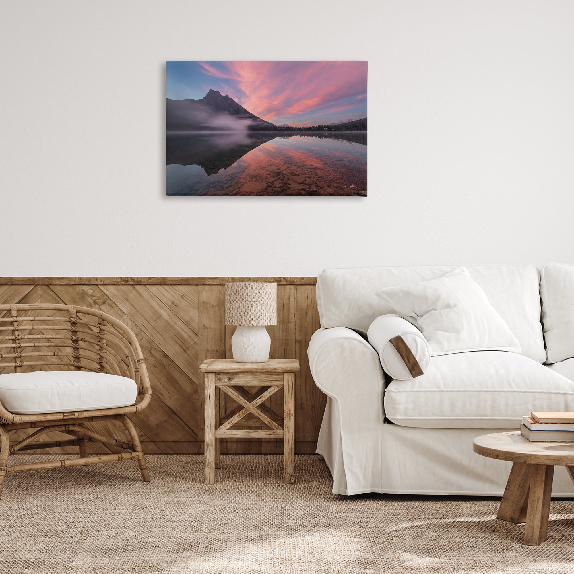 Stupell Industries Emerald Lake Sunset Landscape & Nature Photography Wrapped Canvas Art Print Wall Art, 30 x 20