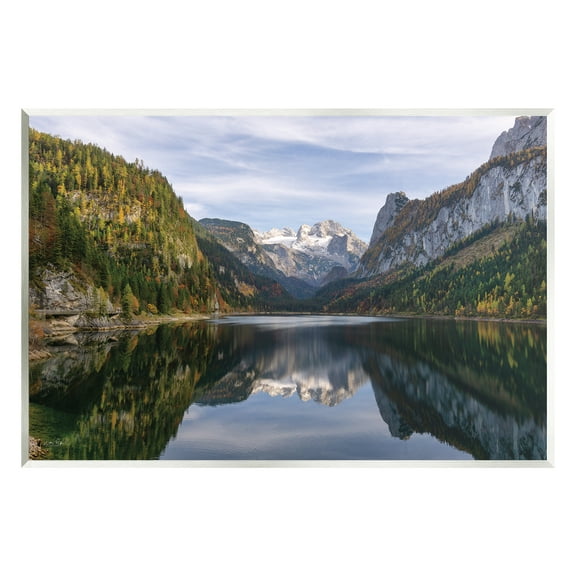 Stupell Peaceful Mountain Lake Reflection Landscape Photography Wall Plaque Unframed Art Print Wall Art