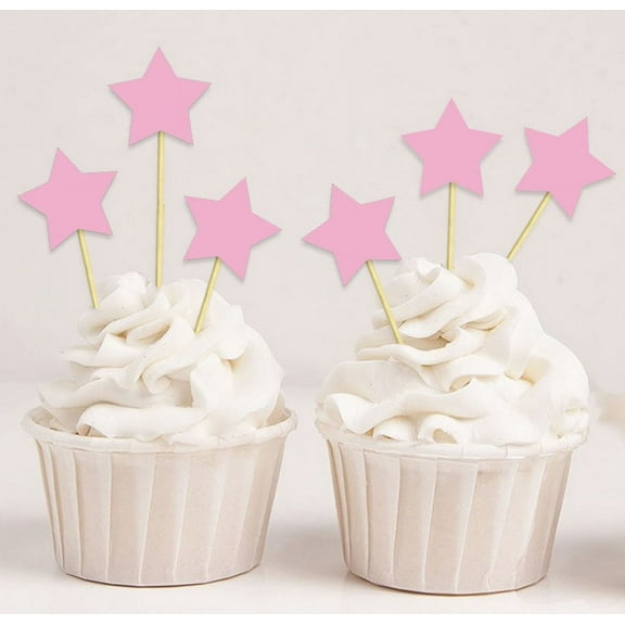 Darling Souvenir, Baby Shower Star Shapes Cupcake Toppers, Birthday Wedding Party Dessert Decorations - Pack Of 20