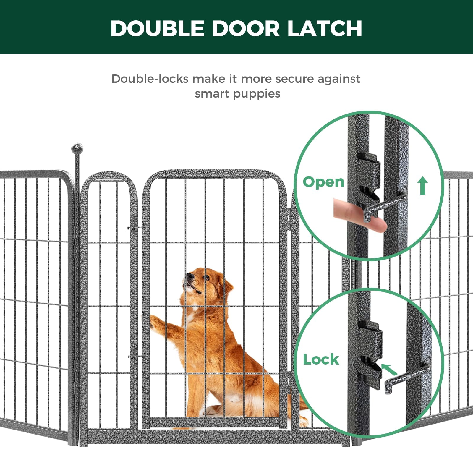 FXW Aster Dog Playpen Designed for Courtyard, RV Camping, 32" 8 Panels for Medium Dogs, Silver