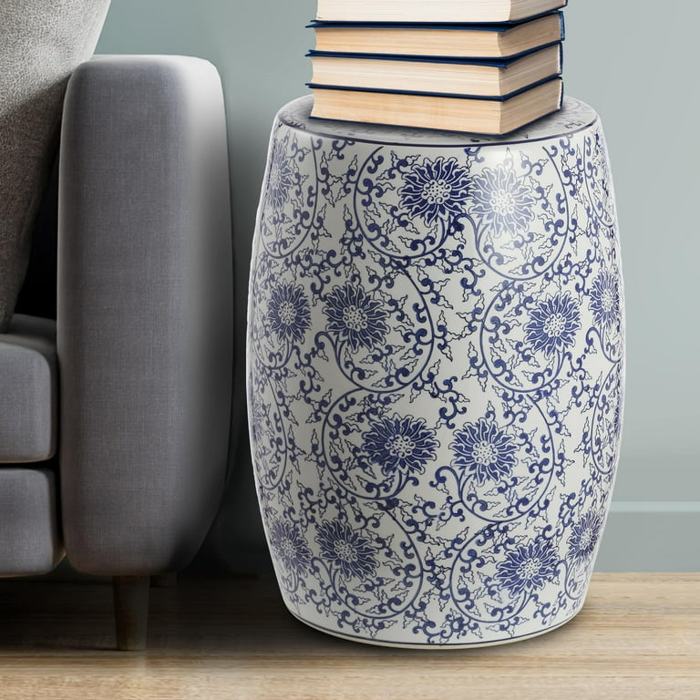 Blue and white 2024 chinoiserie garden stool
