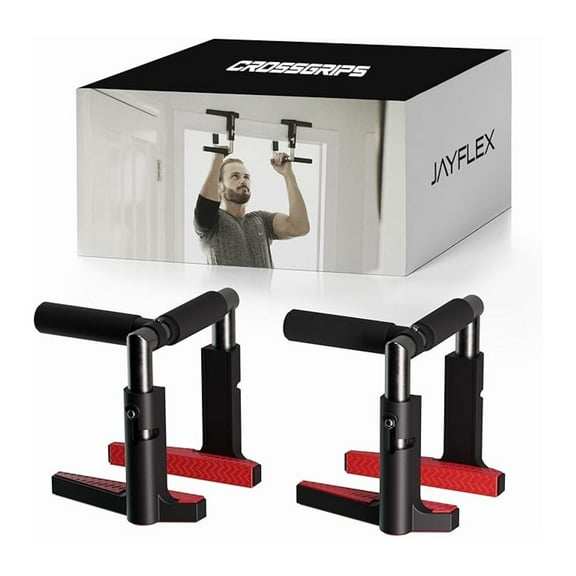 CrossGrips Compact Pull Up Bar - Pull Up Bar Door Frame for Work from Home Fitness - Adjustable Door Frame Pullup Bar Handles - 250 lbs Capacity