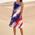 thumbnail image 4 of Women's Boho Round Neck Dress, Sleeveless Flowy Summer Sundress with Patriotic Theme, Ideal for Beach Weddings and Parties,Blue XL, 4 of 5