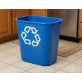 thumbnail image 4 of 3.25 Gallon / 13 Quart Blue Rectangular Plastic Recycling Bin with Recycle Symbol -  Compact Deskside Wastebasket for Home Office, 12.13" H x 11.38" W x 8.25" D, 4 of 5