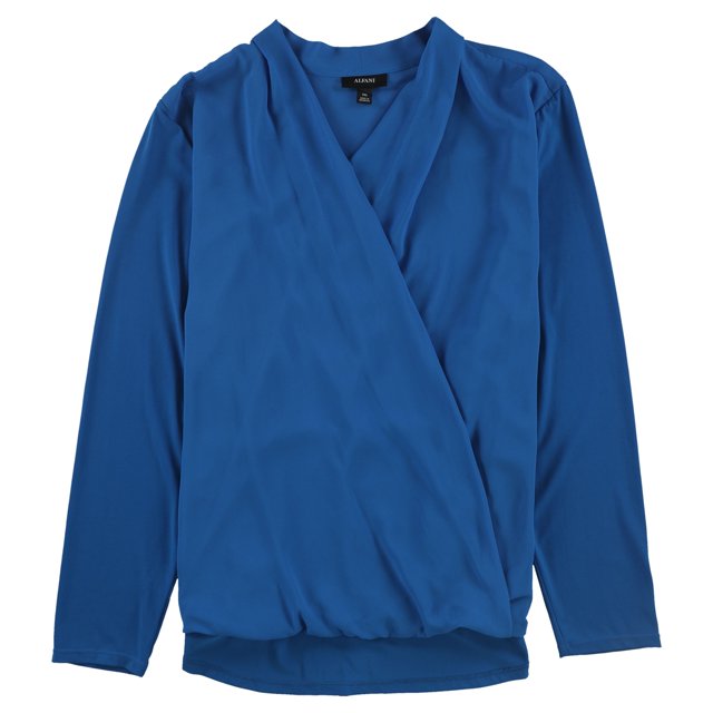 Alfani Womens LS Knit Blusa, Azul, X-Large Alfani Tejer